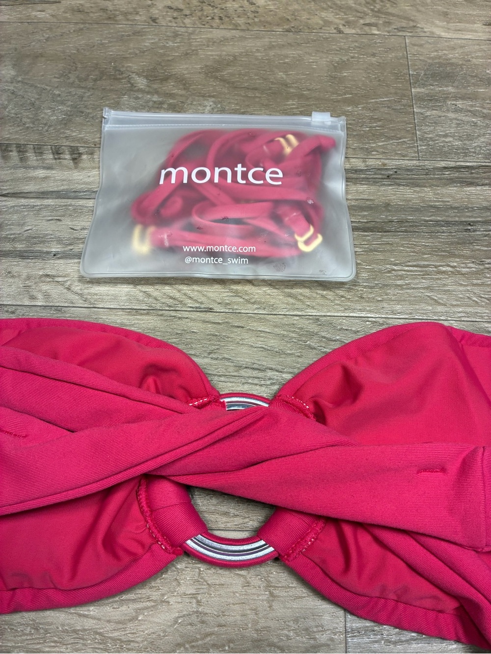 Montce Tori Ties Raspberry Bandeau Bikini Top - Picture 7 of 12